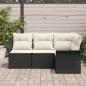 Preview: 4-teiliges Garten Sofa Set mit Kissen schwarzes Poly Rattan, 2-Sitzer Garten Sofa mit Stauraum & Kissen schwarzes Poly Rattan