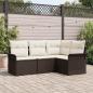 Preview: ARDEBO.de - 4-teiliges Garten Sofa Set mit Kissen Braunes Poly Rattan, 2-Sitzer Garten Sofa mit Stauraum & Kissen Braunes Poly Rattan