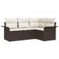 Preview: 4-teiliges Garten Sofa Set mit Kissen Braunes Poly Rattan, 2-Sitzer Garten Sofa mit Stauraum & Kissen Braunes Poly Rattan