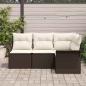 Preview: 4-teiliges Garten Sofa Set mit Kissen Braunes Poly Rattan, 2-Sitzer Garten Sofa mit Stauraum & Kissen Braunes Poly Rattan