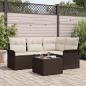 Preview: ARDEBO.de - 4-teiliges Garten Sofa Set mit Kissen Grau Poly Rattan, 2-Sitzer Garten Sofa mit Stauraum & Kissen Braun Poly Rattan