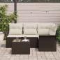 Preview: 4-teiliges Garten Sofa Set mit Kissen Grau Poly Rattan, 2-Sitzer Garten Sofa mit Stauraum & Kissen Braun Poly Rattan