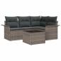 Preview: 4-teiliges Garten-Sofa-Set mit Kissen schwarzes Poly-Rattan, 2-Sitzer Garten-Sofa mit Stauraum & Kissen graues Poly-Rattan