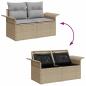 Preview: 5-teiliges Garten Sofa Set mit Kissen Schwarz Poly Rattan, 2-Sitzer Garten Sofa mit Stauraum & Kissen Beige Poly Rattan