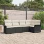 Preview: ARDEBO.de - 5-teiliges Garten Sofa Set mit Kissen Schwarz Poly-Rattan, 2-Sitzer Garten Sofa mit Stauraum & Kissen Schwarz Poly-Rattan