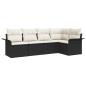 Preview: 5-teiliges Garten Sofa Set mit Kissen Schwarz Poly-Rattan, 2-Sitzer Garten Sofa mit Stauraum & Kissen Schwarz Poly-Rattan