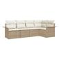 Preview: 5-teiliges Garten Sofa Set mit Kissen Beige Poly Rattan, 2-Sitzer Garten Sofa mit Stauraum & Kissen Beige Poly Rattan