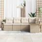 Preview: 5-teiliges Garten Sofa Set mit Kissen Beige Poly Rattan, 2-Sitzer Garten Sofa mit Stauraum & Kissen Beige Poly Rattan