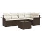 Preview: 5-teiliges Garten Sofa Set mit Kissen Grau Poly Rattan, 2-Sitzer Garten Sofa mit Stauraum & Kissen Braun Poly Rattan