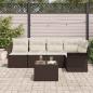 Preview: 5-teiliges Garten Sofa Set mit Kissen Grau Poly Rattan, 2-Sitzer Garten Sofa mit Stauraum & Kissen Braun Poly Rattan