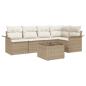 Preview: 6-teiliges Garten Sofa Set mit Kissen Braunes Poly Rattan, 2-Sitzer Garten Sofa mit Stauraum & Kissen Beiges Poly Rattan