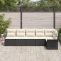 Preview: 6-teiliges Garten-Sofa-Set mit Kissen Schwarz Poly-Rattan, 2-Sitzer Garten-Sofa mit Stauraum & Kissen Schwarz Poly-Rattan