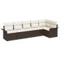Preview: 6-teiliges Garten Sofa Set mit Kissen Braun Poly Rattan, 2-Sitzer Garten Sofa mit Stauraum & Kissen Braun Poly Rattan