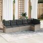 Preview: ARDEBO.de - 6-teiliges Garten Sofa Set mit Kissen Hellgrau Poly Rattan, 2-Sitzer Garten Sofa mit Stauraum & Kissen Hellgrau Poly Rattan