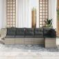 Preview: 6-teiliges Garten Sofa Set mit Kissen Hellgrau Poly Rattan, 2-Sitzer Garten Sofa mit Stauraum & Kissen Hellgrau Poly Rattan