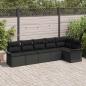 Preview: ARDEBO.de - 6-teiliges Garten-Sofa-Set mit Kissen Schwarzes Poly Rattan, 2-Sitzer Garten-Sofa mit Stauraum & Kissen Schwarzes Poly Rattan