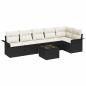 Preview: 6-teiliges Garten-Sofa-Set mit Kissen Braun Poly Rattan, 2-Sitzer Garten-Sofa mit Stauraum und Kissen Schwarz Poly Rattan