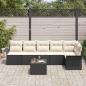 Preview: 6-teiliges Garten-Sofa-Set mit Kissen Braun Poly Rattan, 2-Sitzer Garten-Sofa mit Stauraum und Kissen Schwarz Poly Rattan