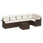 Preview: 6-teiliges Garten Sofa Set mit Kissen in Grau Poly Rattan, 2-Sitzer Garten Sofa mit Stauraum & Kissen in Braun Poly Rattan