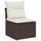 Preview: 6-teiliges Garten Sofa Set mit Kissen in Grau Poly Rattan, 2-Sitzer Garten Sofa mit Stauraum & Kissen in Braun Poly Rattan