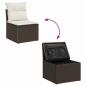 Preview: 6-teiliges Garten Sofa Set mit Kissen in Grau Poly Rattan, 2-Sitzer Garten Sofa mit Stauraum & Kissen in Braun Poly Rattan