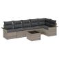 Preview: 6-teiliges Garten Sofa Set mit Kissen schwarzes Poly Rattan, 2-Sitzer Garten Sofa mit Stauraum & Kissen graues Poly Rattan