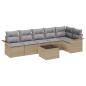 Preview: 7-teiliges Garten Sofa Set mit Kissen Schwarz Poly Rattan, 2-Sitzer Garten Sofa mit Stauraum & Kissen Beige Poly Rattan