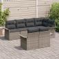 Preview: 7-teiliges Garten-Sofa-Set mit Kissen Grau Poly Rattan, 2-Sitzer Garten-Sofa mit Stauraum & Kissen Grau Poly Rattan