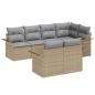 Preview: 7-teiliges Garten Sofa Set mit Kissen Beige Poly Rattan, 2-Sitzer Garten Sofa mit Stauraum & Kissen Beige Poly Rattan