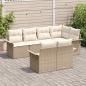 Preview: 7-teiliges Garten Sofa Set mit Kissen Beige Poly Rattan, 2-Sitzer Garten Sofa mit Stauraum & Kissen Beige Poly Rattan