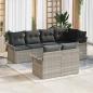 Preview: ARDEBO.de - Garten-Sofa-Set mit Kissen 7 pcs Hellgrau Poly Rattan