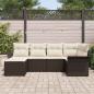 Preview: 6-teiliges Garten-Sofa-Set mit Kissen in Braun aus Poly-Rattan, 2-Sitzer Garten-Sofa mit Stauraum & Kissen in Braun aus Poly-Rattan