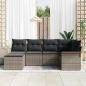 Preview: 6-teiliges Garten-Sofa-Set mit Kissen Grau Poly Rattan, 2-Sitzer Garten-Sofa mit Stauraum & Kissen Grau Poly Rattan
