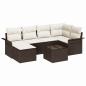 Preview: 6-teiliges Garten-Sofa-Set mit Kissen Grau Poly-Rattan, 2-Sitzer Garten-Sofa mit Stauraum & Kissen Braun Poly-Rattan