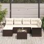 Preview: 6-teiliges Garten-Sofa-Set mit Kissen Grau Poly-Rattan, 2-Sitzer Garten-Sofa mit Stauraum & Kissen Braun Poly-Rattan