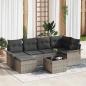 Preview: ARDEBO.de - 6-teiliges Garten Sofa Set mit Kissen Schwarz Poly Rattan, 2-Sitzer Garten Sofa mit Stauraum & Kissen Grau Poly Rattan
