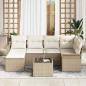 Preview: 7-teiliges Garten-Sofa-Set mit Kissen braunes Poly-Rattan, 2-Sitzer Garten-Sofa mit Stauraum & Kissen beiges Poly-Rattan