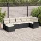 Preview: ARDEBO.de - 7-teiliges Garten Sofa Set mit Kissen Schwarz Poly Rattan, 2-Sitzer Garten Sofa mit Stauraum & Kissen Schwarz Poly Rattan