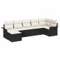 Preview: 7-teiliges Garten Sofa Set mit Kissen Schwarz Poly Rattan, 2-Sitzer Garten Sofa mit Stauraum & Kissen Schwarz Poly Rattan