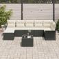 Preview: ARDEBO.de - 7-teiliges Garten Sofa Set mit Kissen Braunes Poly Rattan, 2-Sitzer Garten Sofa mit Stauraum & Kissen Schwarzes Poly Rattan