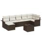 Preview: 7-teiliges Garten-Sofa-Set mit Kissen Grau Poly-Rattan, 2-Sitzer Garten-Sofa mit Stauraum & Kissen Braun Poly-Rattan