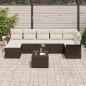 Preview: 7-teiliges Garten-Sofa-Set mit Kissen Grau Poly-Rattan, 2-Sitzer Garten-Sofa mit Stauraum & Kissen Braun Poly-Rattan