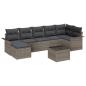 Preview: 7-teiliges Garten Sofa Set mit Kissen Schwarz Poly-Rattan, 2-Sitzer Garten Sofa mit Stauraum & Kissen Grau Poly-Rattan