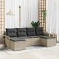 Preview: ARDEBO.de - 6-teiliges Garten-Sofa-Set mit Kissen Hellgraues Poly-Rattan, 2-Sitzer Garten-Sofa mit Stauraum & Kissen Hellgraues Poly-Rattan