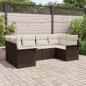 Preview: ARDEBO.de - 6-teiliges Garten-Sofa-Set mit Kissen Braun Poly Rattan, 2-Sitzer Garten-Sofa mit Stauraum & Kissen Braun Poly Rattan
