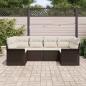 Preview: 6-teiliges Garten-Sofa-Set mit Kissen Braun Poly Rattan, 2-Sitzer Garten-Sofa mit Stauraum & Kissen Braun Poly Rattan