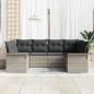 Preview: 6-teiliges Garten-Sofaset mit Kissen hellgrau aus Poly-Rattan, 2-Sitzer Garten-Sofa mit Stauraum & Kissen hellgrau aus Poly-Rattan