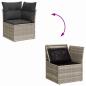 Preview: 6-teiliges Garten-Sofaset mit Kissen hellgrau aus Poly-Rattan, 2-Sitzer Garten-Sofa mit Stauraum & Kissen hellgrau aus Poly-Rattan