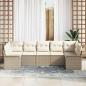 Preview: ARDEBO.de - 7-teiliges Garten Sofa Set mit Kissen Beige Poly Rattan, 2-Sitzer Garten Sofa mit Stauraum & Kissen Beige Poly Rattan