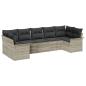 Preview: 7-teiliges Garten-Sofa-Set mit Kissen Hellgrau Poly-Rattan, 2-Sitzer Garten-Sofa mit Stauraum & Kissen Hellgrau Poly-Rattan